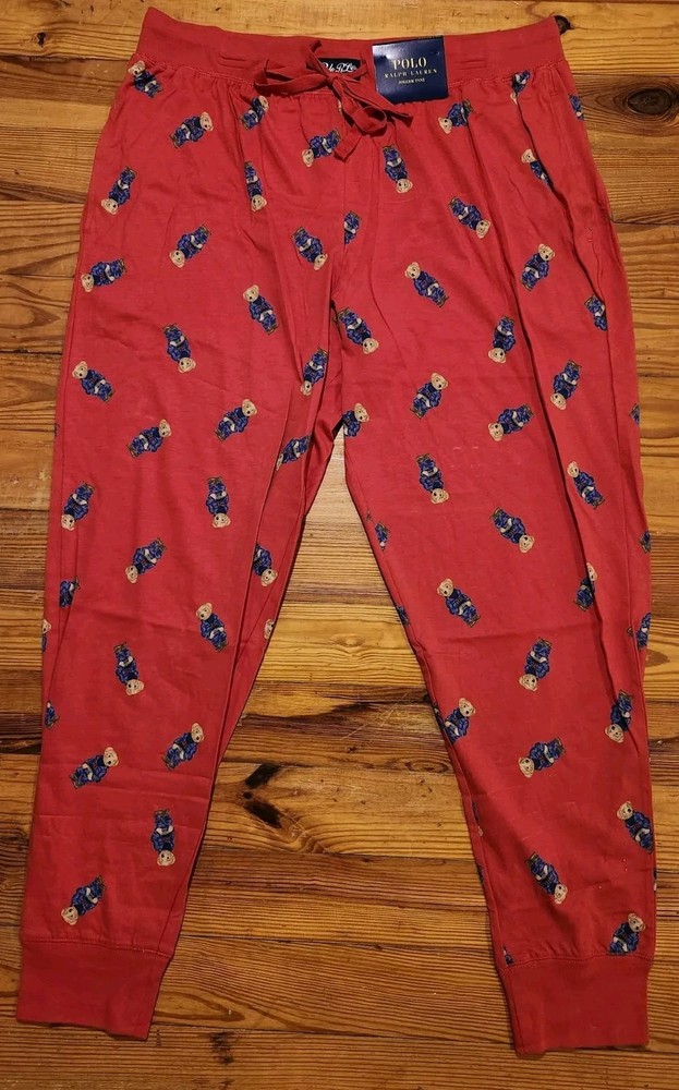 Polo Ralph Lauren Men's All Over Polo Bear Cotton Sleep Jogger Pants Size XL