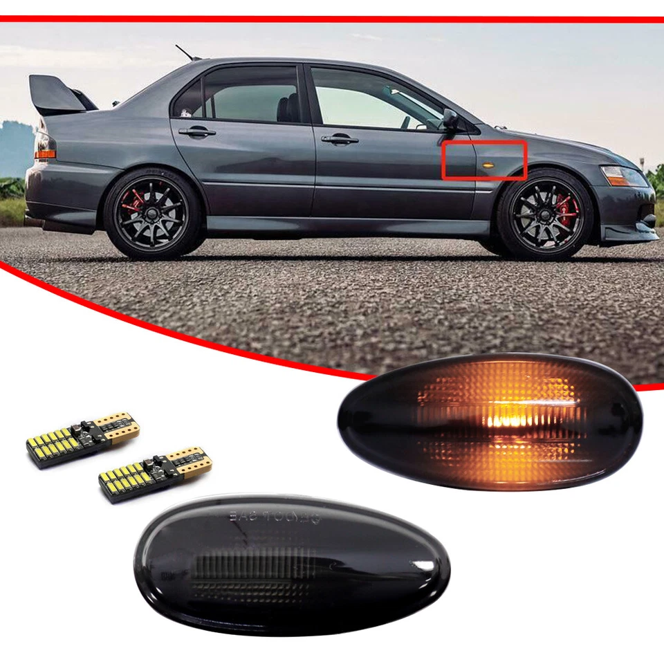 Lámpara de luz marcadora frontal LED ámbar humo para Mitsubishi Outlander Lancer EVO Foto 2 de 4