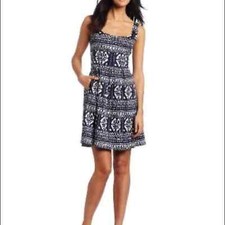 NWOT Nine West Tribal Navy White Sleeveless  Dress Size 2