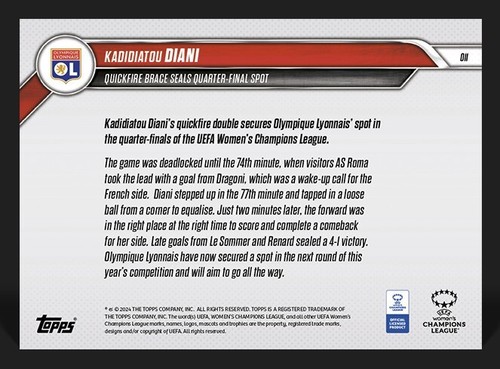 2024/2025 TOPPS NOW ⭐ UEFA CHAMPIONS LEAGUE DONNE ⭐ SERIE / LISTA - Picture 23 of 59