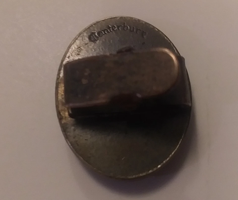 Clipe de gravata vintage raro Canterbury homem em porcelana preta latão - Imagem 2 de 2