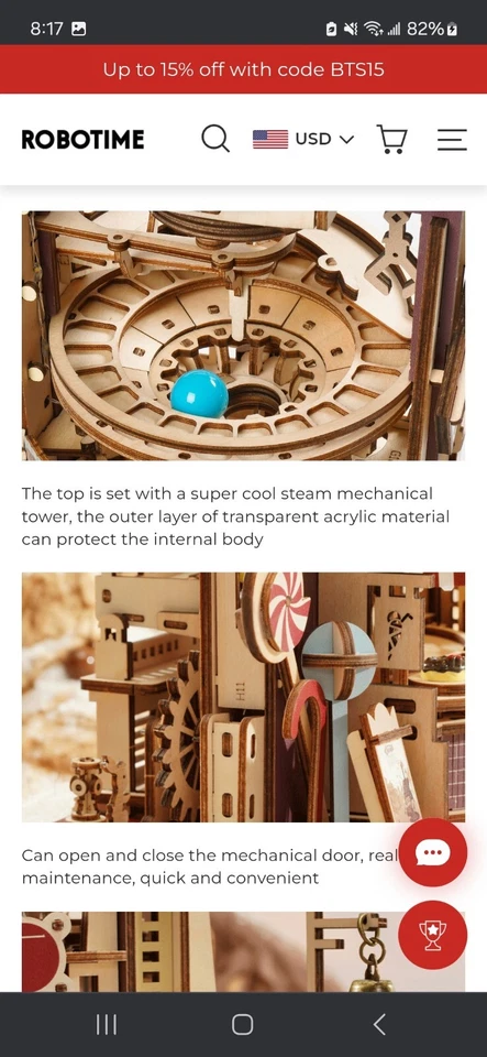 ROKR DIY 巧克力工厂大理石跑 3D 木制拼图全新带盒 — 第 4/4 张图片