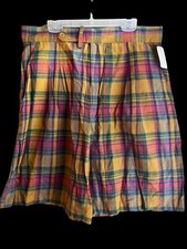 NWT Vintage 80s Women s Mom Pleated Shorts Plaid High 32 Waist Size 13/14 New