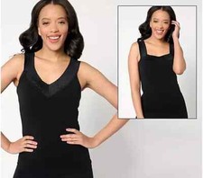 Breezies Comfort Breeze Reversible Seamless Tank w/Lace Black,Large A634860