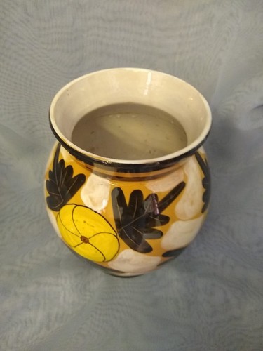 Antico vaso italiano in terracotta vintage dipinto a mano decorato - Foto 2 di 4