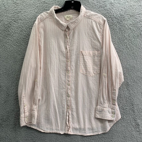 PER SE Shirt Damen 2X Knopfleiste Bluse Oberteil gestreift Leinen Baumwolle