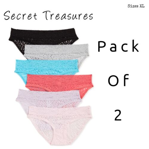 12 (2x6) Secret Treasures Women's Soft Stretch Nylon Bikini Underwear XL (16-18)