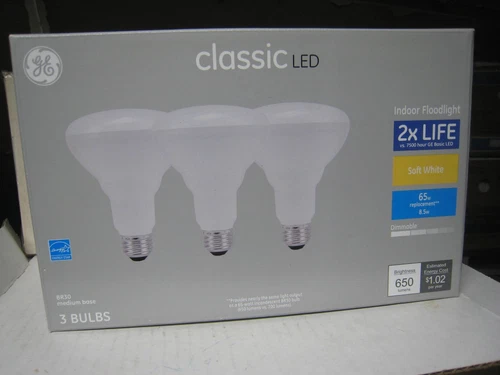 GE Classic 65-Watt EQ LED BR30 Soft White Floodlight 3 Bulbs 650 Lumens Soft Wt
