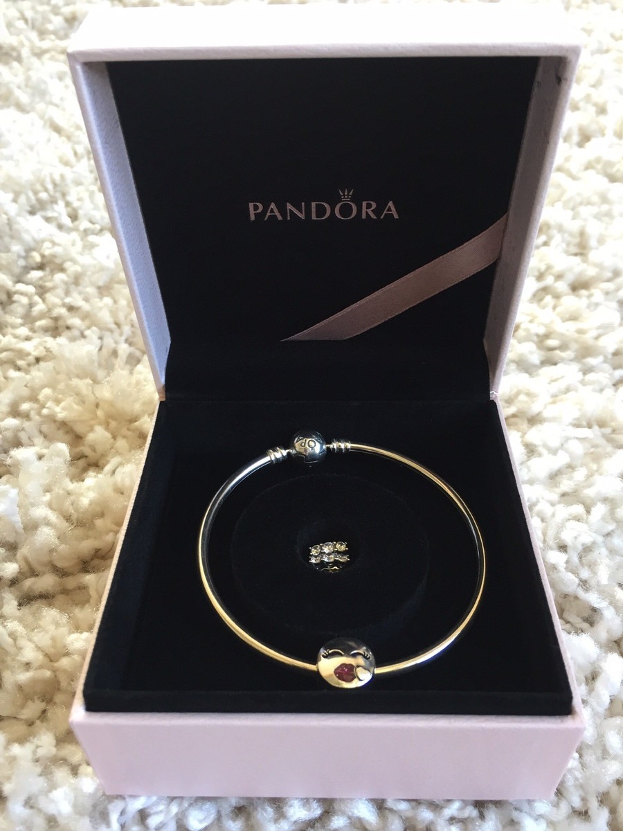 Authentic PANDORA Kiss Me 7.5” Bangle Bracelet & Earrings Gift Set 