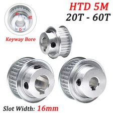 HTD 5M Timing Belt Pulley BF-Type 20T-60T Keyway Bore, For 15mm Wide Timing Belt