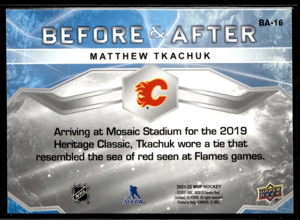 2021-22 Upper Deck MVP Before and After Matthew Tkachuk #BA-16 - Image 2 of 2