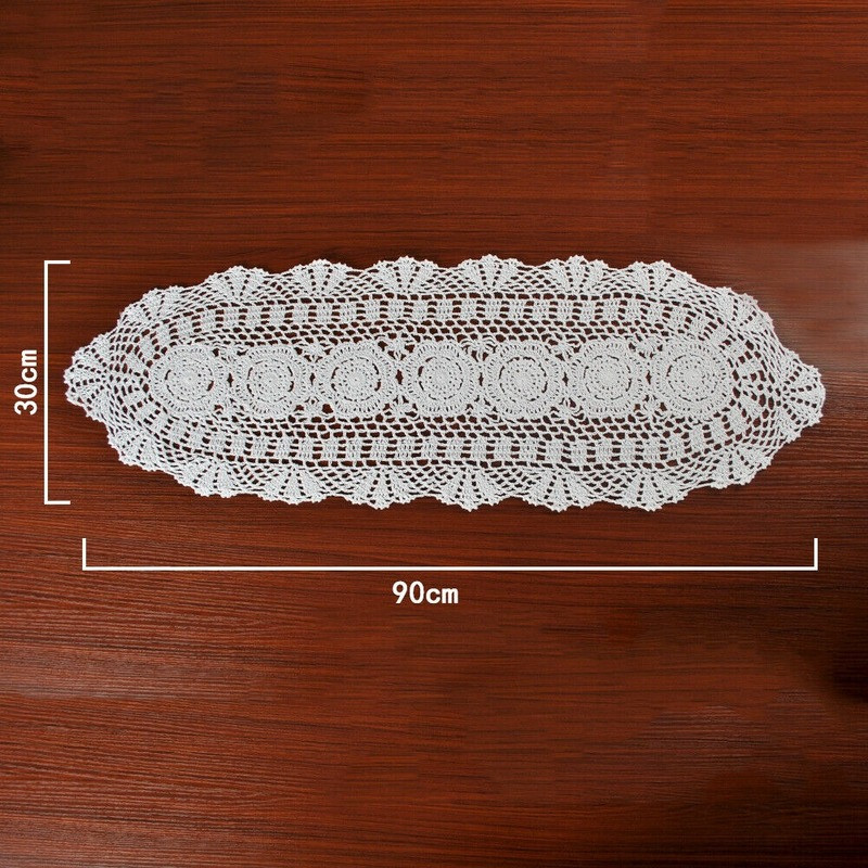 Handmade Crochet Cotton Lace Table Runner Hollow Tablecloth Doily Vintage