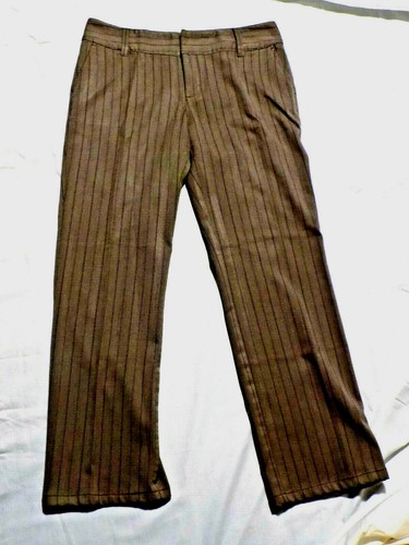 Womens Pants Old Navy Slacks Career Wear 6 Below the Waist Tan Brown Pinstripe
