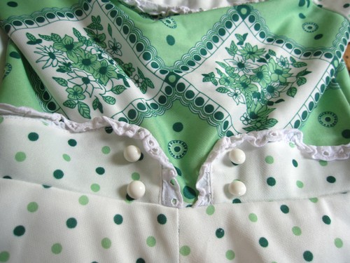 Robe Vintage à pois vert été Femme Années 80 Ancien dress retro - 38 - Imagen 5 de 5