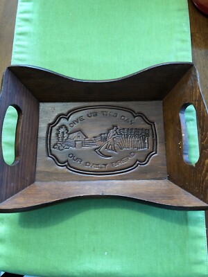 Wooden Bread Tray Decorative Vintage Home Decor Give Us This Day Our Daily Bread