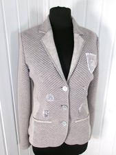 VESTE blouson blazer tricot polyester gris surpiqué JUST WHITE 38 strass sequins