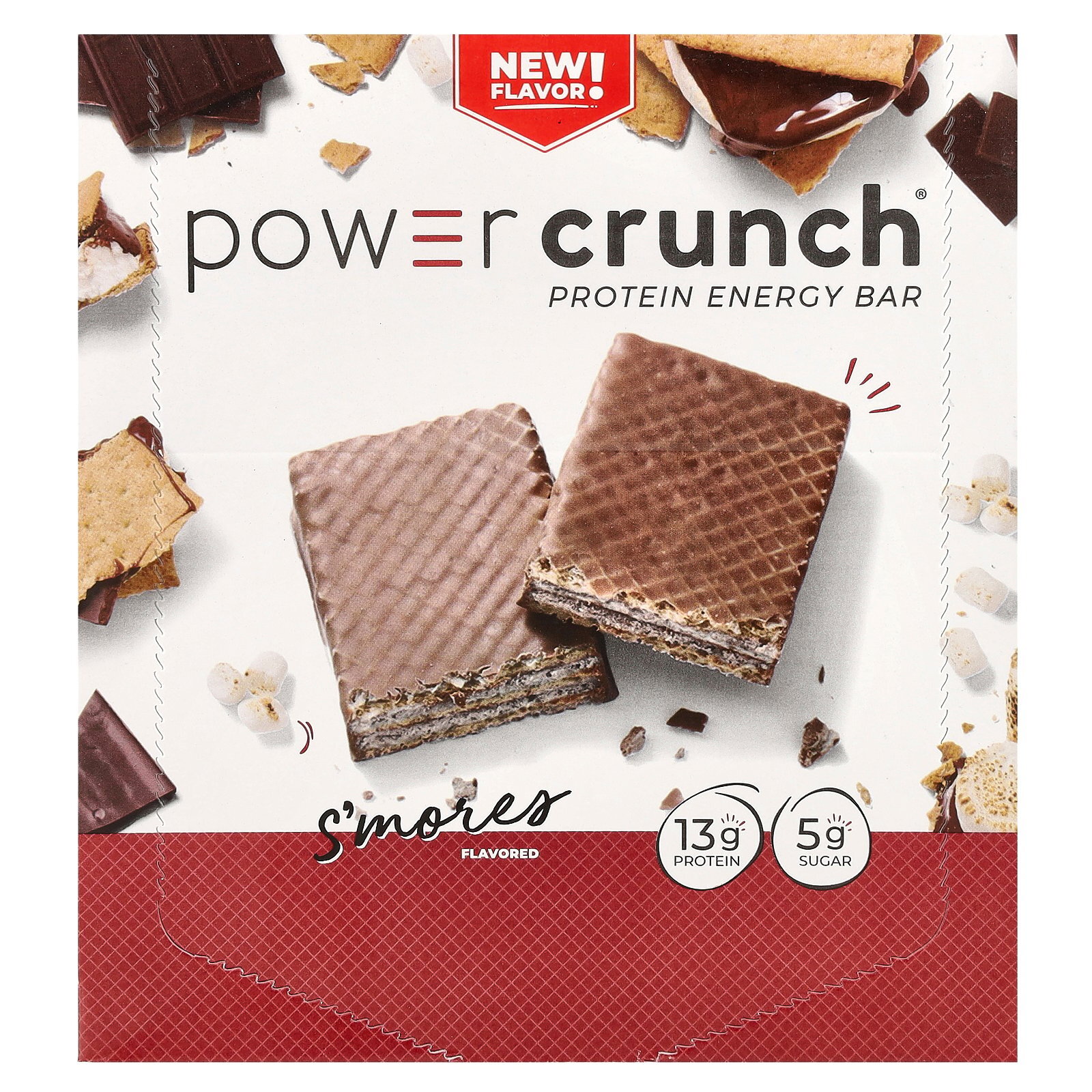 Протеиновый энергетический батончик Power Crunch Smores 12 батончиков по 14 унции 40 г каждый 5190₽