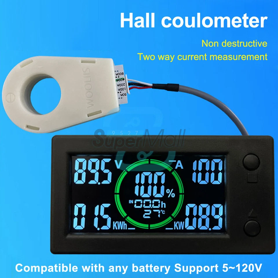 MARKENLOS DC0-300V 50A/100A/200A/400A Bluetooth Voltage Current Power Energy Coulomb Meter