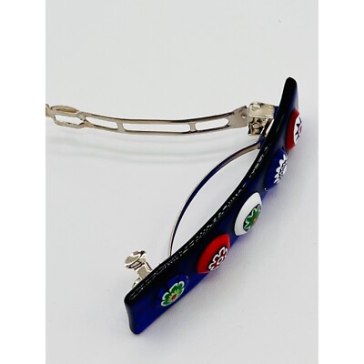 Killer Designs Blue Red White Millefiori Glass Barrette NEW  display picture 1