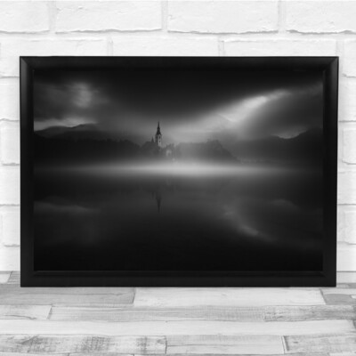 Bled Mood Water Long Exposure Light Church Magic Morning Wall Art Print