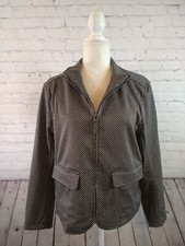 NWOT women's MAX STUDIO LONDON black tan print zip front blazer - SIZE LARGE