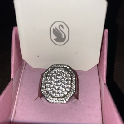 Swarovski Rhodium/Sterling Herren Ring mit Zirkonia Swarovski Kristallen (8F) 