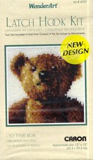 NIP  LATCH HOOK KIT OLD TYME BEAR APPROX 12" X 12"