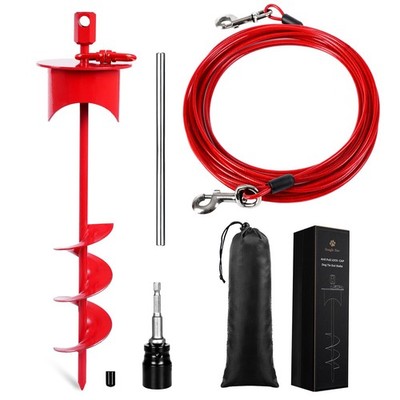 Snagle Paw Lock-Cap Dog Tie Out Cable & Stake - 20ft Heavy Duty Dog Cable, 36...