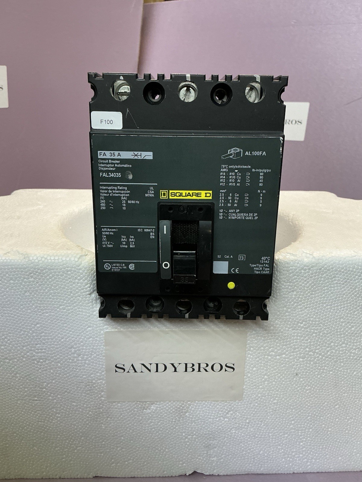 Square D - Fal34035 - 480 Volt - 35 Amp - 3 Pole Circuit Breaker