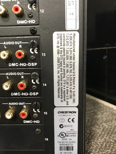 CRESTRON DM-MD 16X16-RPS Matrix HD Digital Media Distribution (BESCHREIBUNG LESEN) - Bild 20 von 23