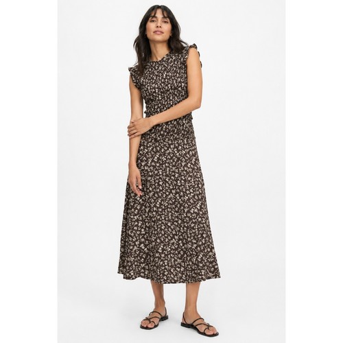 Madewell Smocked Sleeveless Midi Dress 10 Burgundy Floral Cottage Boho Prairie