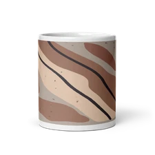 Scandinavian Minimal Art Ceramic Mug in Grey and Beige - 11oz Coffee Cup