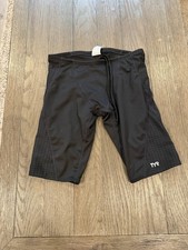 Mens TYR Spandex Jammers Compression Shorts swimsuit 32 Black Euc