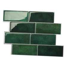  Peel and Stick Backsplash - 5 Sheets of 11.56" x 8.38" - Pack of 5 Fiona Green