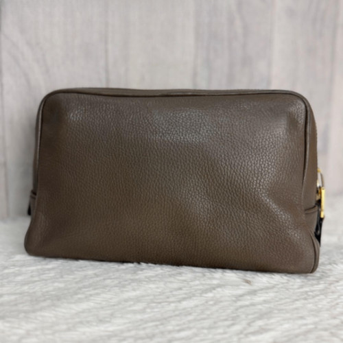 TOM FORD Leather Clutch Bag Gray Taupe Women Used Authentic
