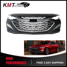 Front Bumper Cover Upper & Lower Grille Fog Light Set For 2019-2024 Chevy Malibu