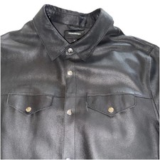 Mackage Men s Black Leather Shirt Overshirt S...