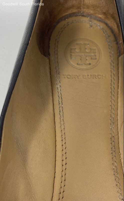 Authentic Tory Burch Womens Chelsea Black Cap-Toe Ballet Flats Size 8.5M Worn thumbnail 7