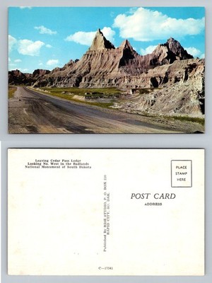 Badlands, SD-South Dakota, Leaving Cedar Pass Lodge Road View  Vintage Postcard