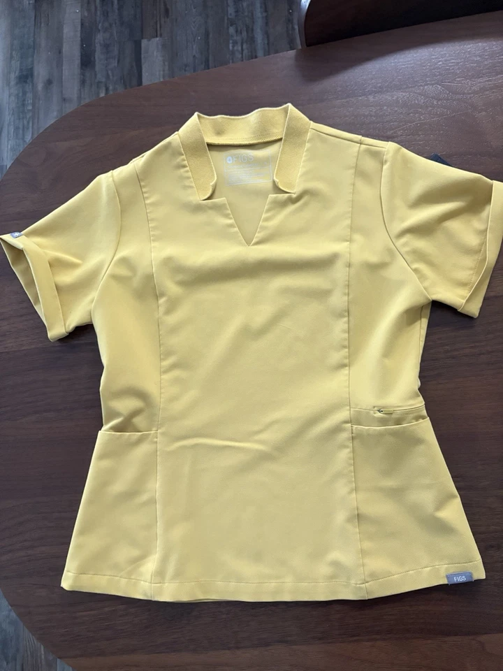Figs Technical Collection Women's Yellow Scrub Set Medium top Small Petite Pants - Image 2 of 3