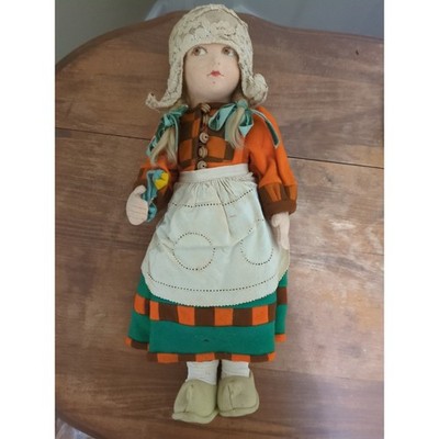 Vintage High End Norah Wellings Felt Doll Dutch Girl With Flower