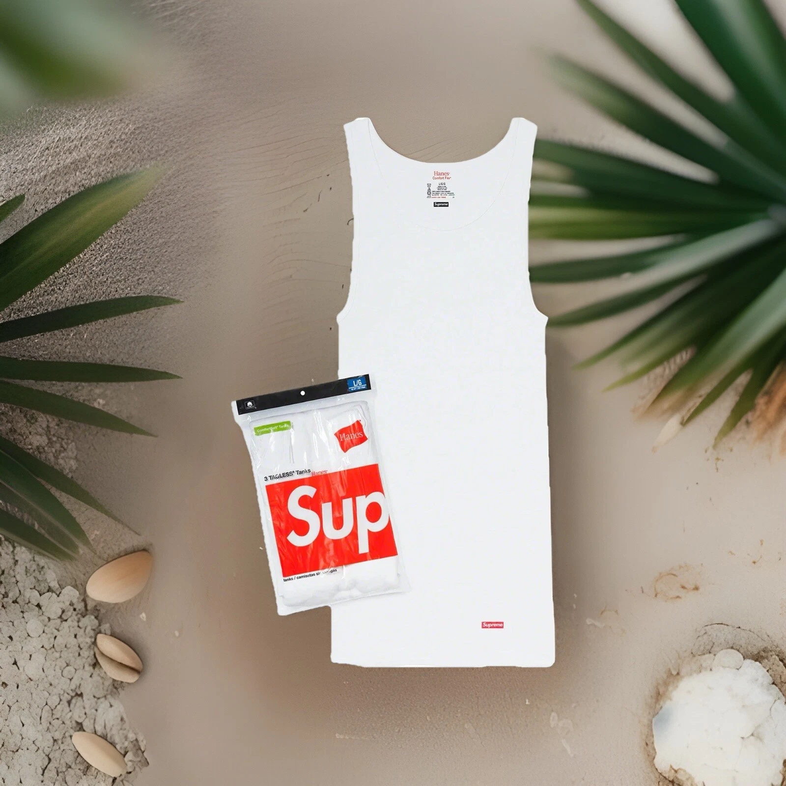 Débardeurs sans étiquette Supreme x Hanes (lot de 3) blanc L SS25