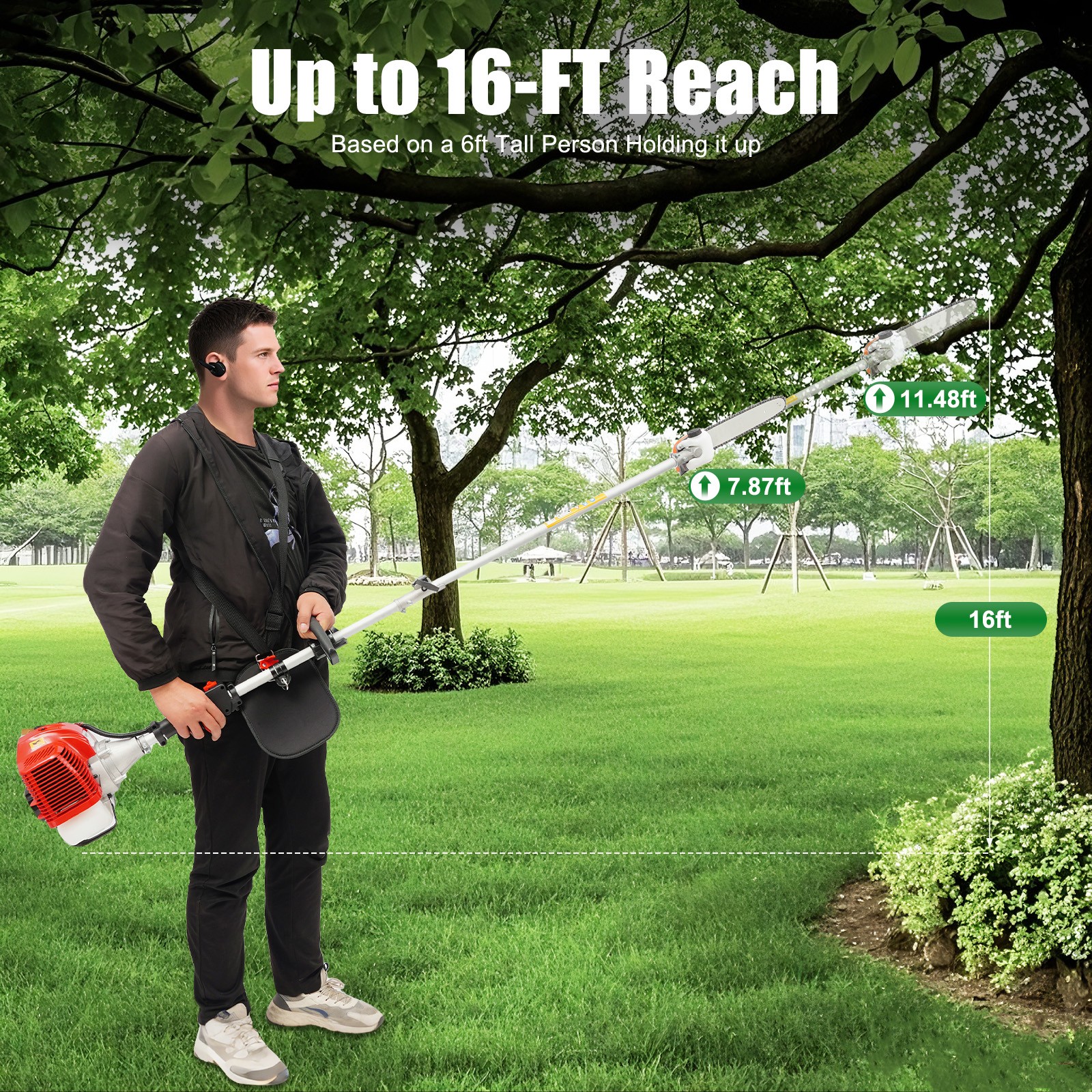 12-Inch Gas-Powered Pole Saw Chainsaw for Tree Trimming and Pruning