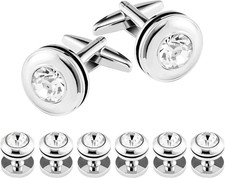 Cufflinks for Men and Tuxedo Shirt Studs Set with Gift Box Stainless Steel Cu...