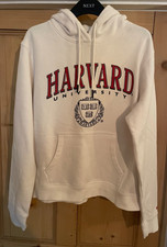 White US College Brain Waves Hoodie Harvard University Size L
