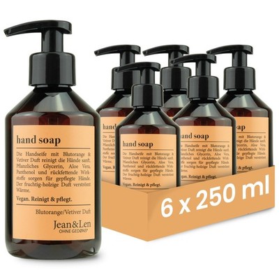 Jean & Len Handseife Blutorange & Vetiver, 250 ml (6er Pack), Brown & Orange