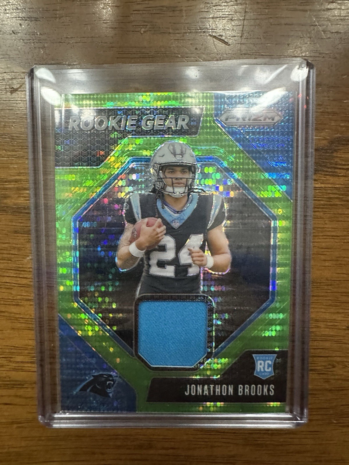 2024 Panini Prizm - Rookie Gear Jonathon Brooks #RG-JBS Neon Green Pulsar Prizm