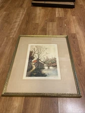 1936 Original Coloured Camilla Lucas Boyer Etching French Signed Art