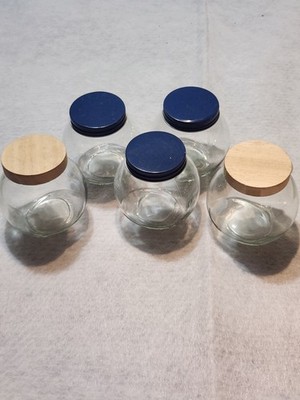 Set Of 5 Unbranded Clear Glass 6floz Spice/ Food/ Storage Jars With Lids, NEW