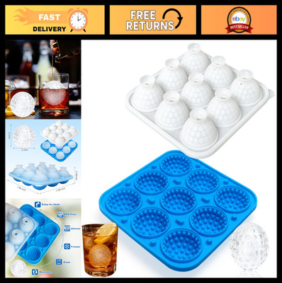 Sidosir 2'' Large Golf Ice Cube Ball Silicone Molds with Lid, 9-Cavity 3D Golf Gi